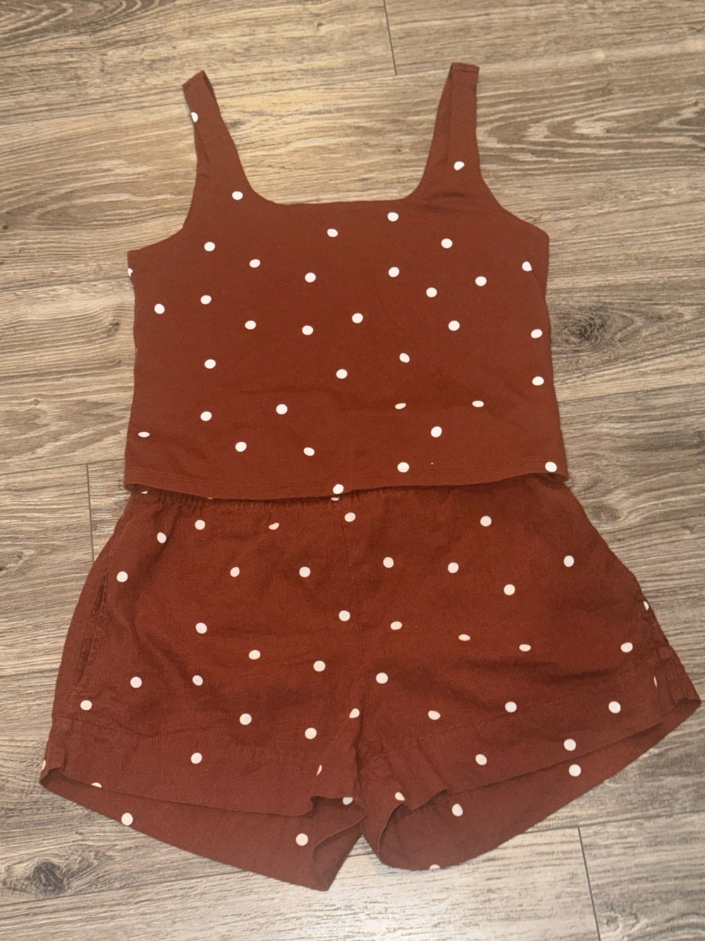a new day Rust Polka Dot Mini Shorts Set